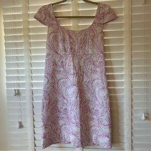 Lilly Pulitzer Mini Dress Laurent White Purple Embroidery Cap Sleeves Size 2